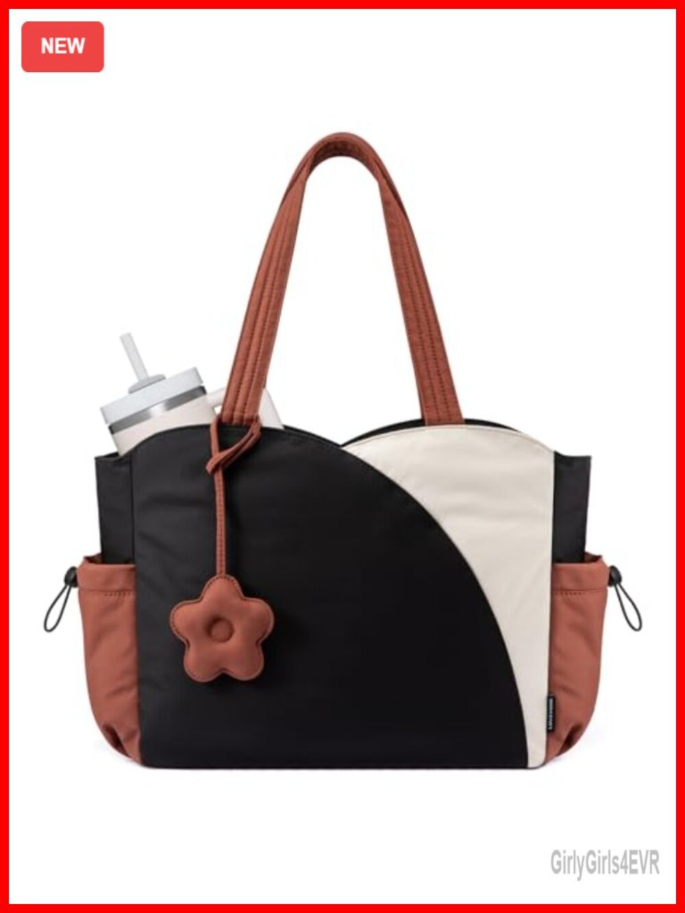 Puffer Tote Bag with Zipper, 11-Pocket, Laptop Sleeve, Machine Washable